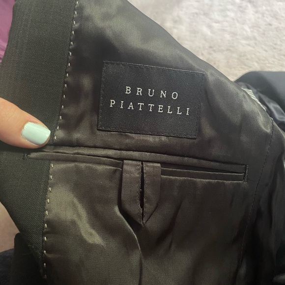 Bruno Piattelli Blazer Mens 38R Black Plaid Wool Sport Coat 2 Button Suit Jacket - Picture 6 of 7